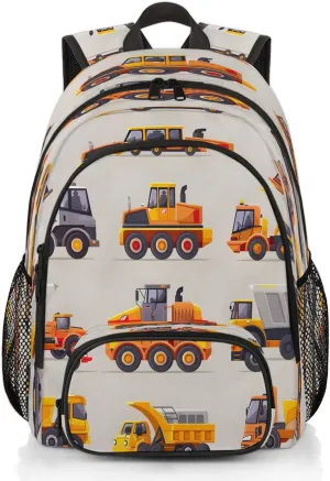 Construction Vehicle Laptop Backpack, Cartoon Car Excavator 16.7" Lightweight Travel Back Pack for Women Men Work Weekend Rucksack Laptop Bag