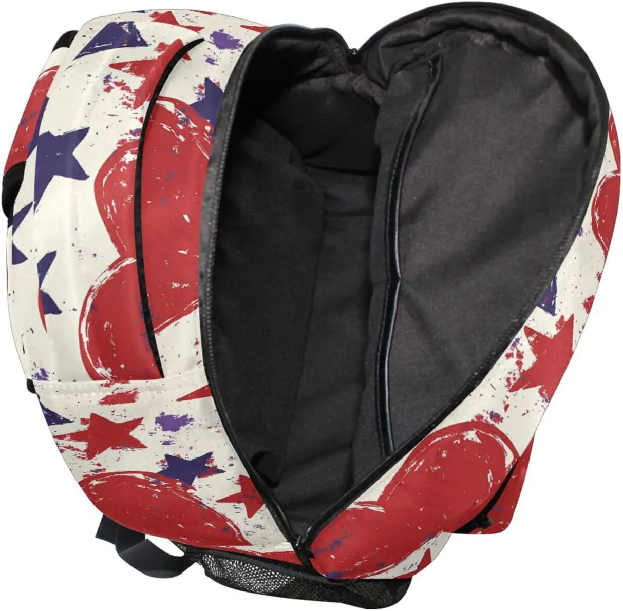 Cool Backpacks for Men Women Fashion Personal Backpack with Chest Strap for Travel Trip Purple Heart Day Red and Blue Stars