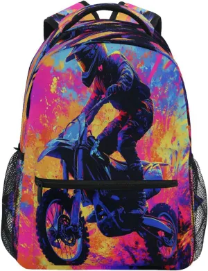 Cool Backpacks for Men Women Waterproof Carry On Backpacks with Chest Strap Gift Men & Women Motocross Bike and Lightning