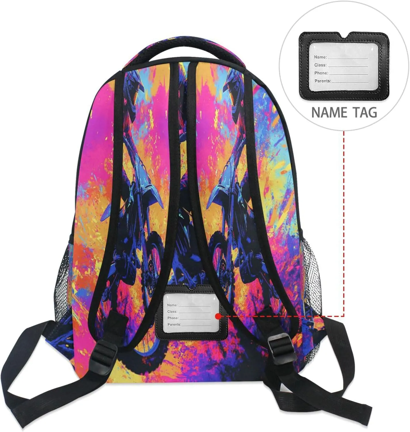 Cool Backpacks for Men Women Waterproof Carry On Backpacks with Chest Strap Gift Men & Women Motocross Bike and Lightning