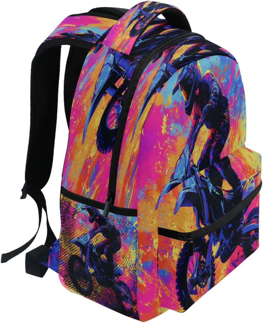 Cool Backpacks for Men Women Waterproof Carry On Backpacks with Chest Strap Gift Men & Women Motocross Bike and Lightning