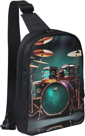 Cool Drum Set Crossbody Backpack Travel Hiking Daypack Small Chest Bag For Women Men Outdoor Sports