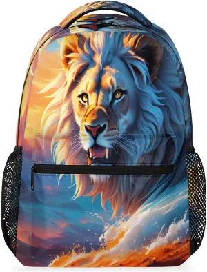 Cool Lion Backpack for Girls Boys Kids Galaxy Abstract 16inch Laptop Backpacks Lightweight Waterproof School Bookbag Travel Daypack Computer College Bag Gym Rucksack for Work School Women Men