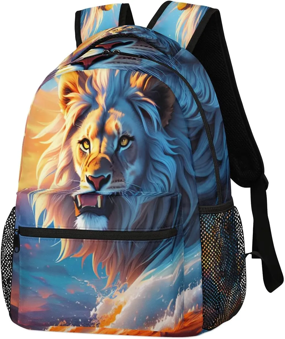 Cool Lion Backpack for Girls Boys Kids Galaxy Abstract 16inch Laptop Backpacks Lightweight Waterproof School Bookbag Travel Daypack Computer College Bag Gym Rucksack for Work School Women Men