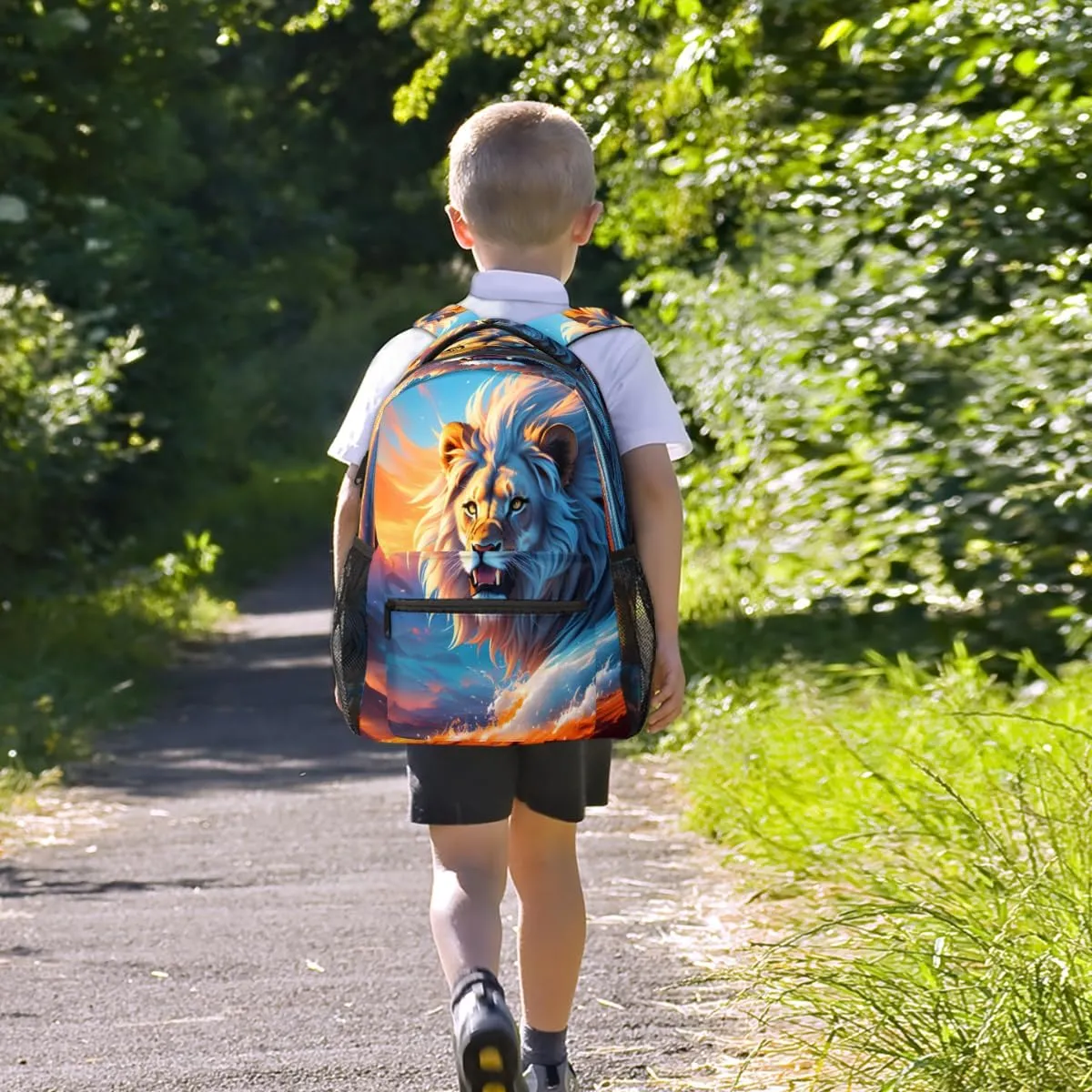 Cool Lion Backpack for Girls Boys Kids Galaxy Abstract 16inch Laptop Backpacks Lightweight Waterproof School Bookbag Travel Daypack Computer College Bag Gym Rucksack for Work School Women Men