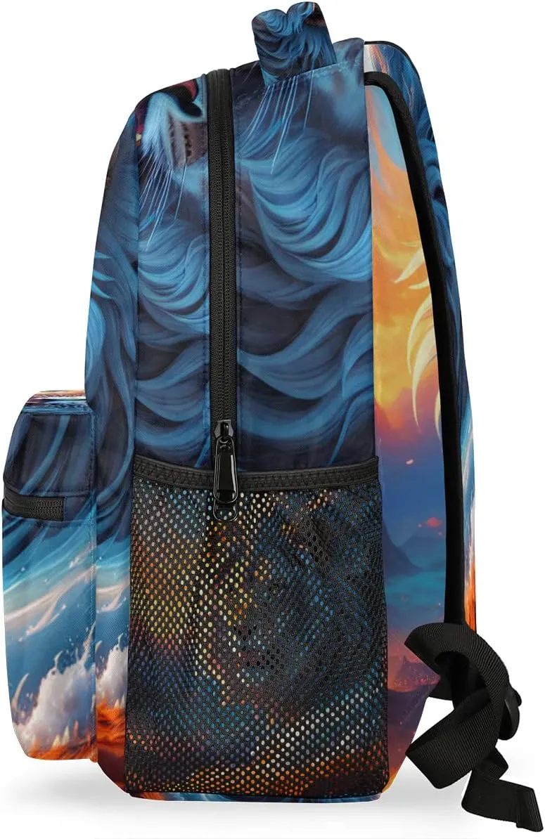 Cool Lion Backpack for Girls Boys Kids Galaxy Abstract 16inch Laptop Backpacks Lightweight Waterproof School Bookbag Travel Daypack Computer College Bag Gym Rucksack for Work School Women Men