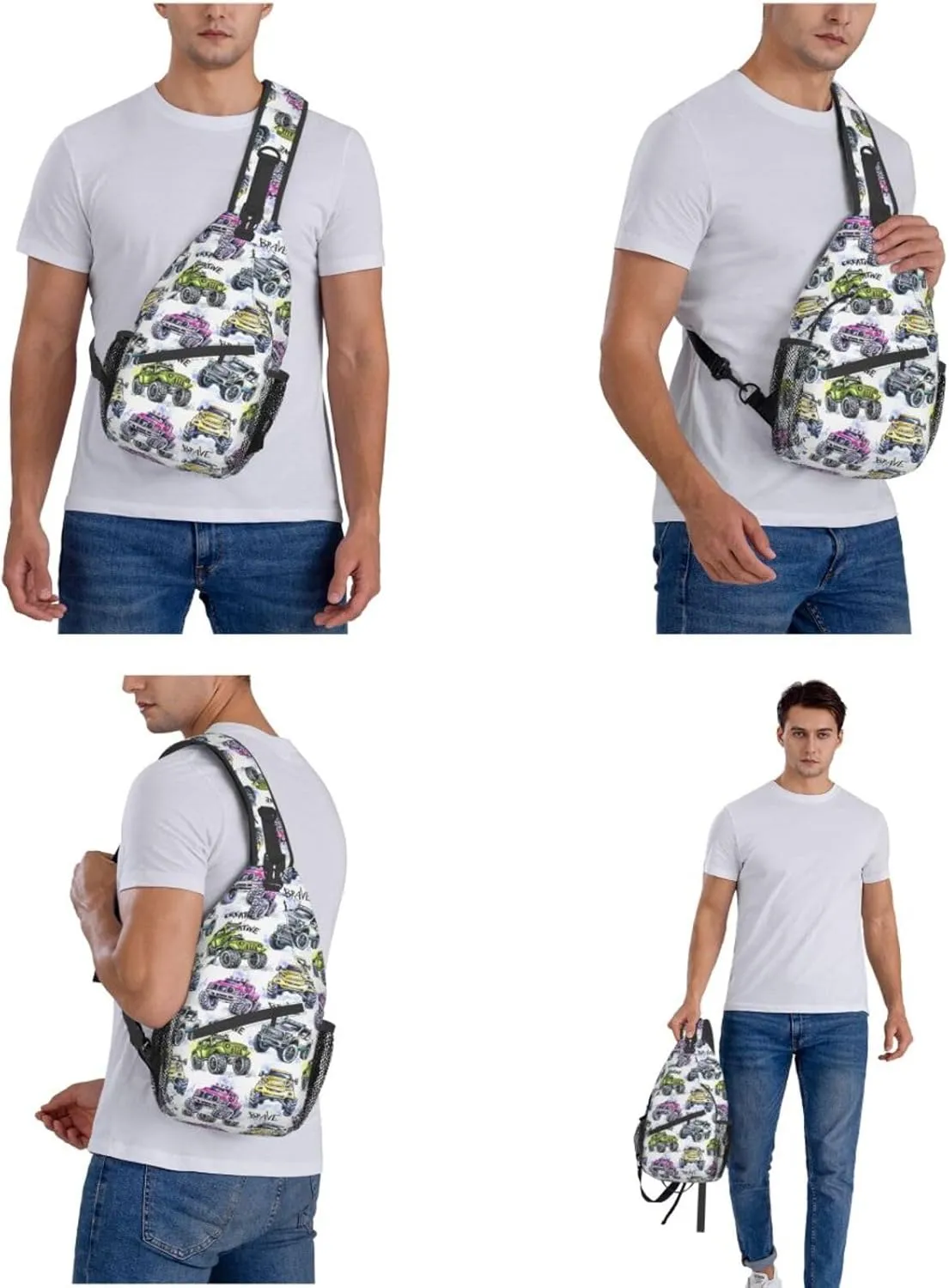 Cool Trucks Sling Backpack Chest Bag Crossbody Shoulder Bag Gym Cycling Travel Hiking Daypack For Men Women