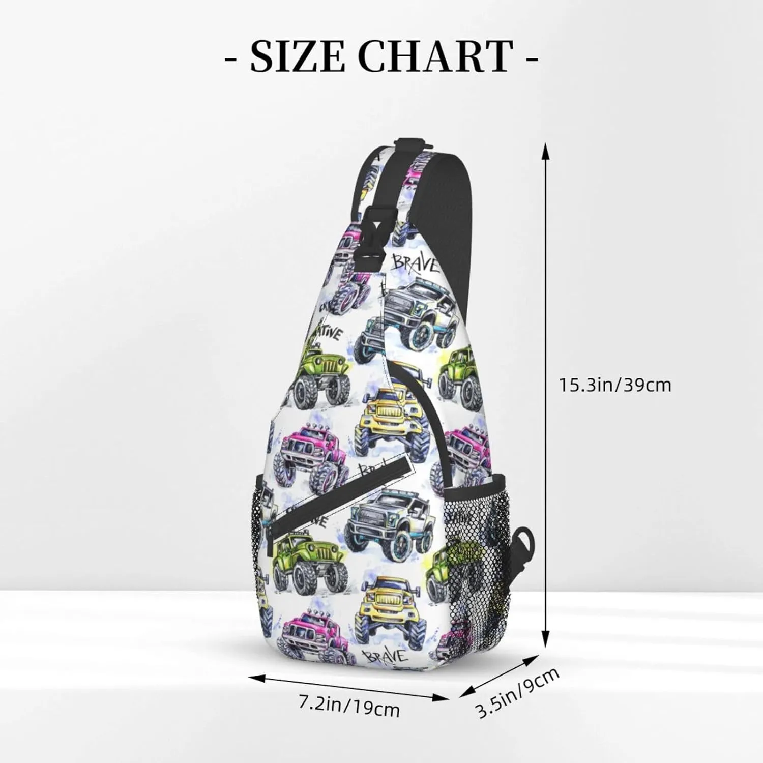 Cool Trucks Sling Backpack Chest Bag Crossbody Shoulder Bag Gym Cycling Travel Hiking Daypack For Men Women