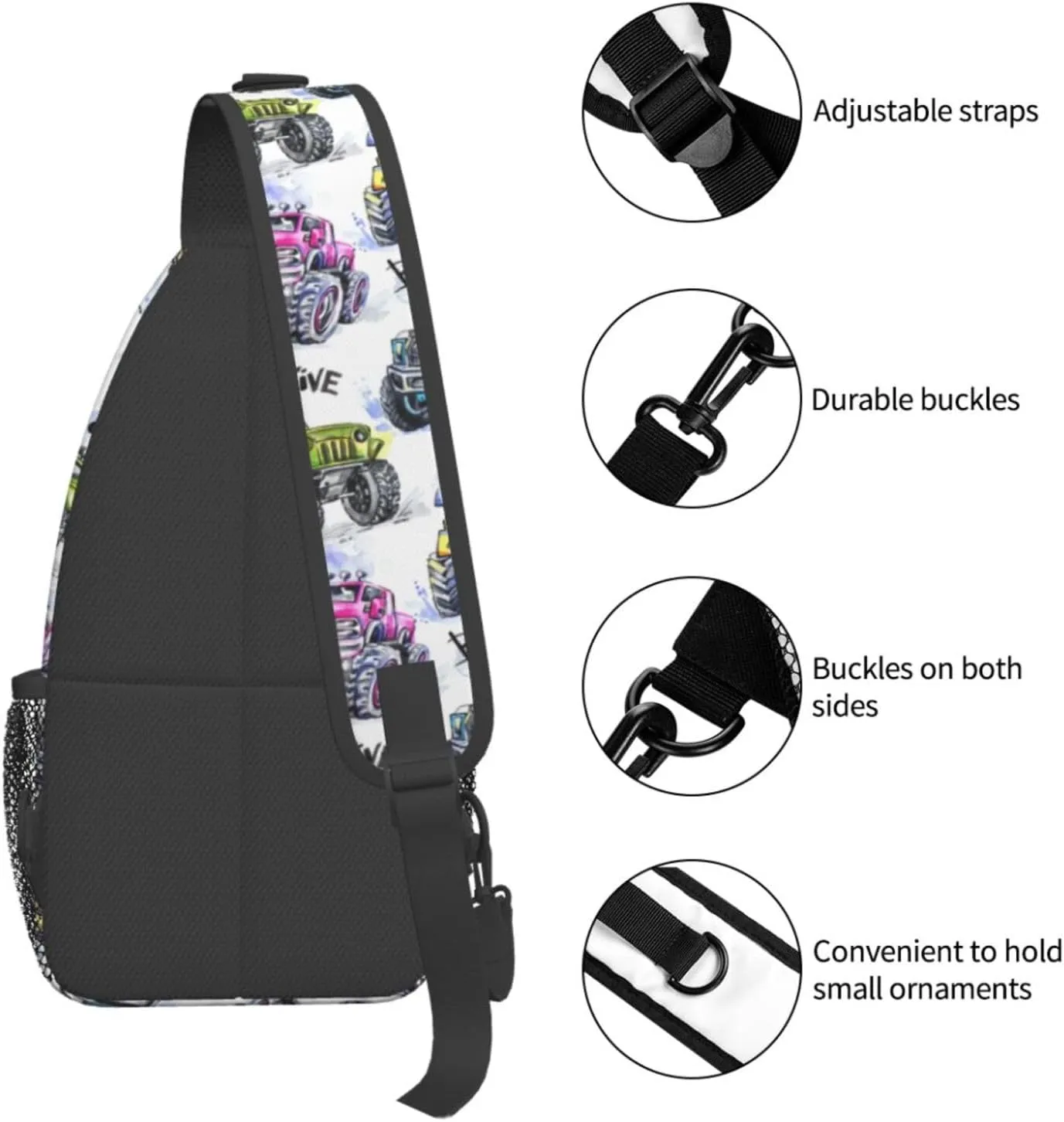 Cool Trucks Sling Backpack Chest Bag Crossbody Shoulder Bag Gym Cycling Travel Hiking Daypack For Men Women