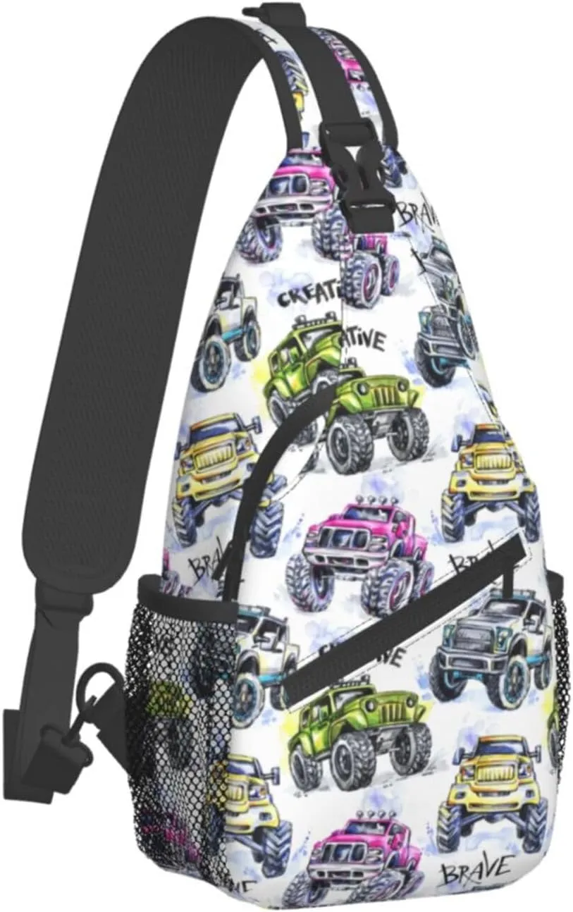 Cool Trucks Sling Backpack Chest Bag Crossbody Shoulder Bag Gym Cycling Travel Hiking Daypack For Men Women