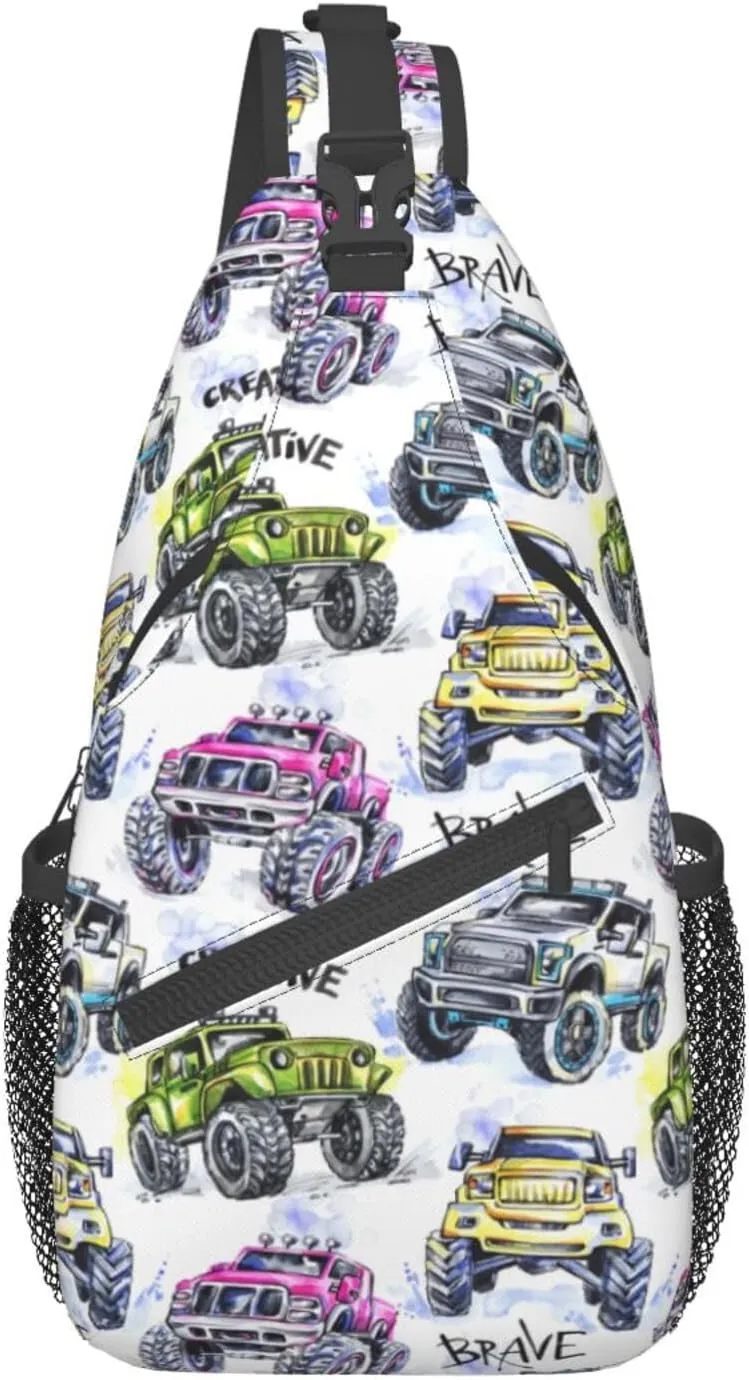 Cool Trucks Sling Backpack Chest Bag Crossbody Shoulder Bag Gym Cycling Travel Hiking Daypack For Men Women