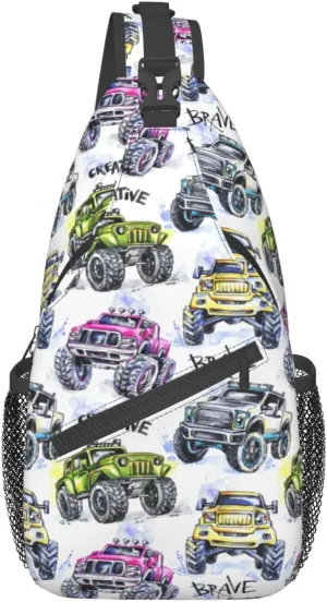 Cool Trucks Sling Backpack Chest Bag Crossbody Shoulder Bag Gym Cycling Travel Hiking Daypack For Men Women