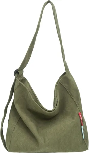 Corduroy Hobo Bag Plain Crossbody Bag Casual Messenger Bag Adjustable Shoulder Bag Purse Travel Daypacks