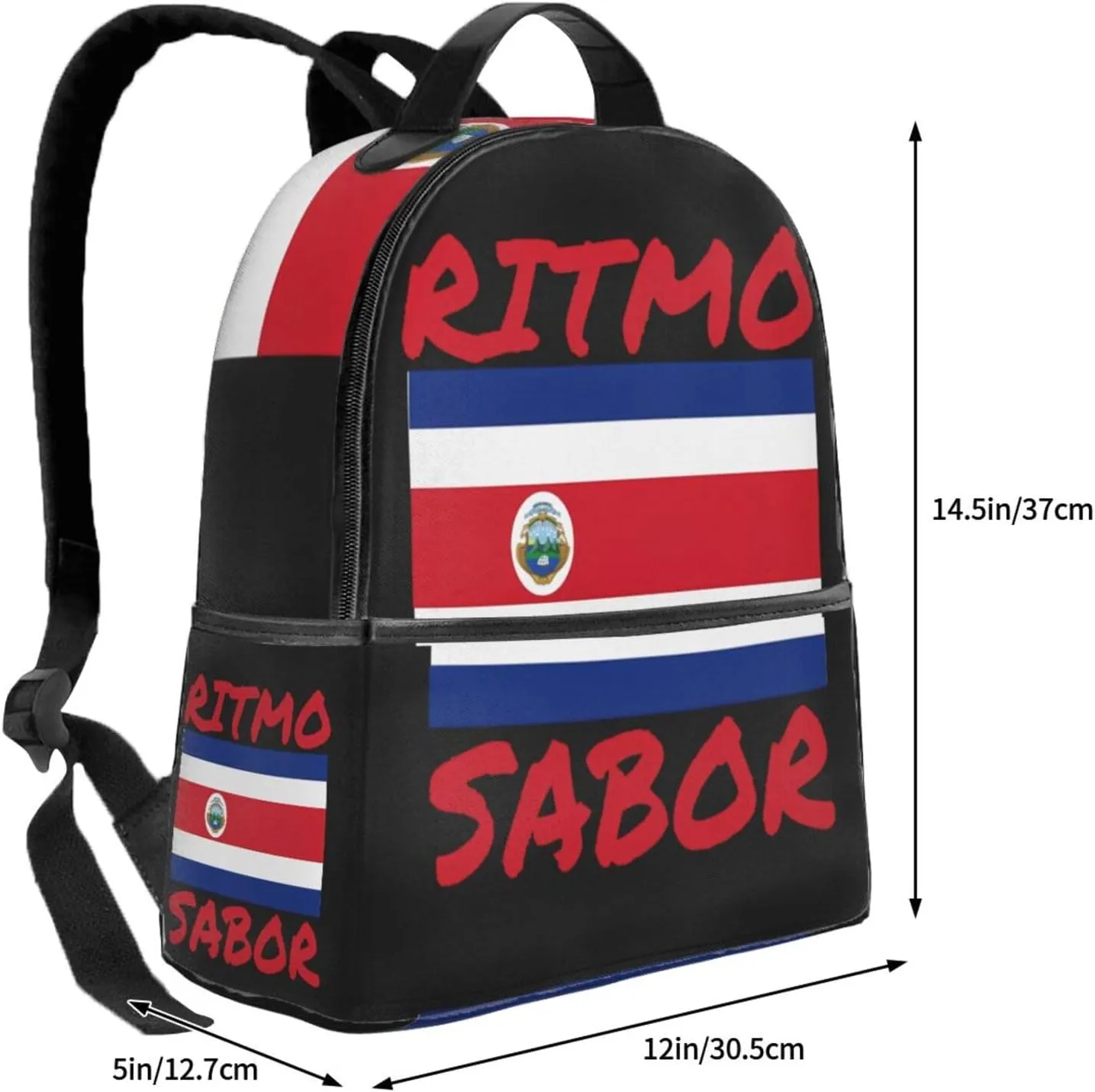 Costa Rica Flag Costa Rican Flags Casual Backpacks Laptop Backpack Carry-on Daypack Sports Travel Rucksack Lightweight Working Bag for Outdoor Hiking Cycling Walking