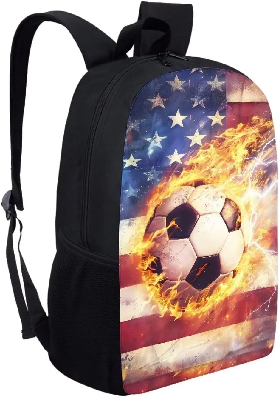 Cozeyat Shoulder Bag for School,Travel,Softy Backpacks School Bags for Teenagers,Stylish Daily Satchels,Breath Book Bag,Flag Fire Football Print
