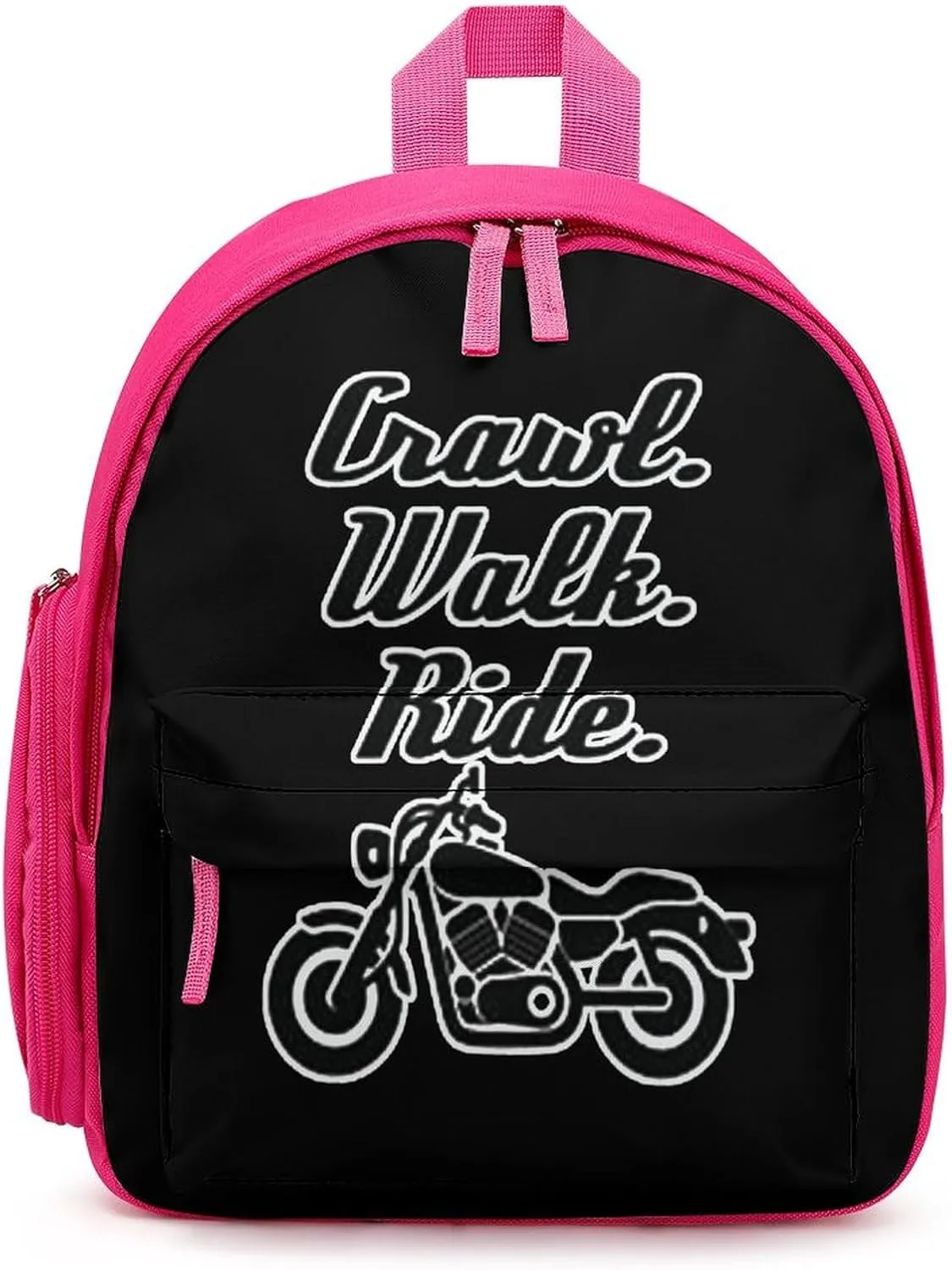 Crawl Walk Ride Motocycle Simple Backpack Lightweight Cute Printing Shoulder Bag Family Travel Pink-style