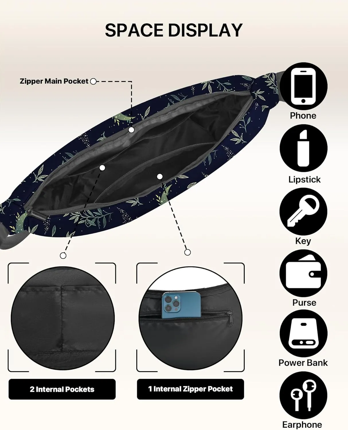 Crescent Bag Casual Crossbody Bags for Women Shoulder Purse Lightweight with Adjustable Strap for Travel Hiking Workout
