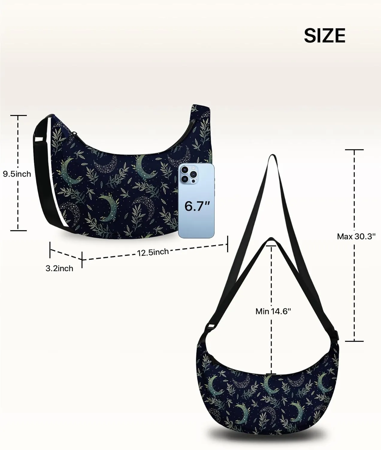 Crescent Bag Casual Crossbody Bags for Women Shoulder Purse Lightweight with Adjustable Strap for Travel Hiking Workout
