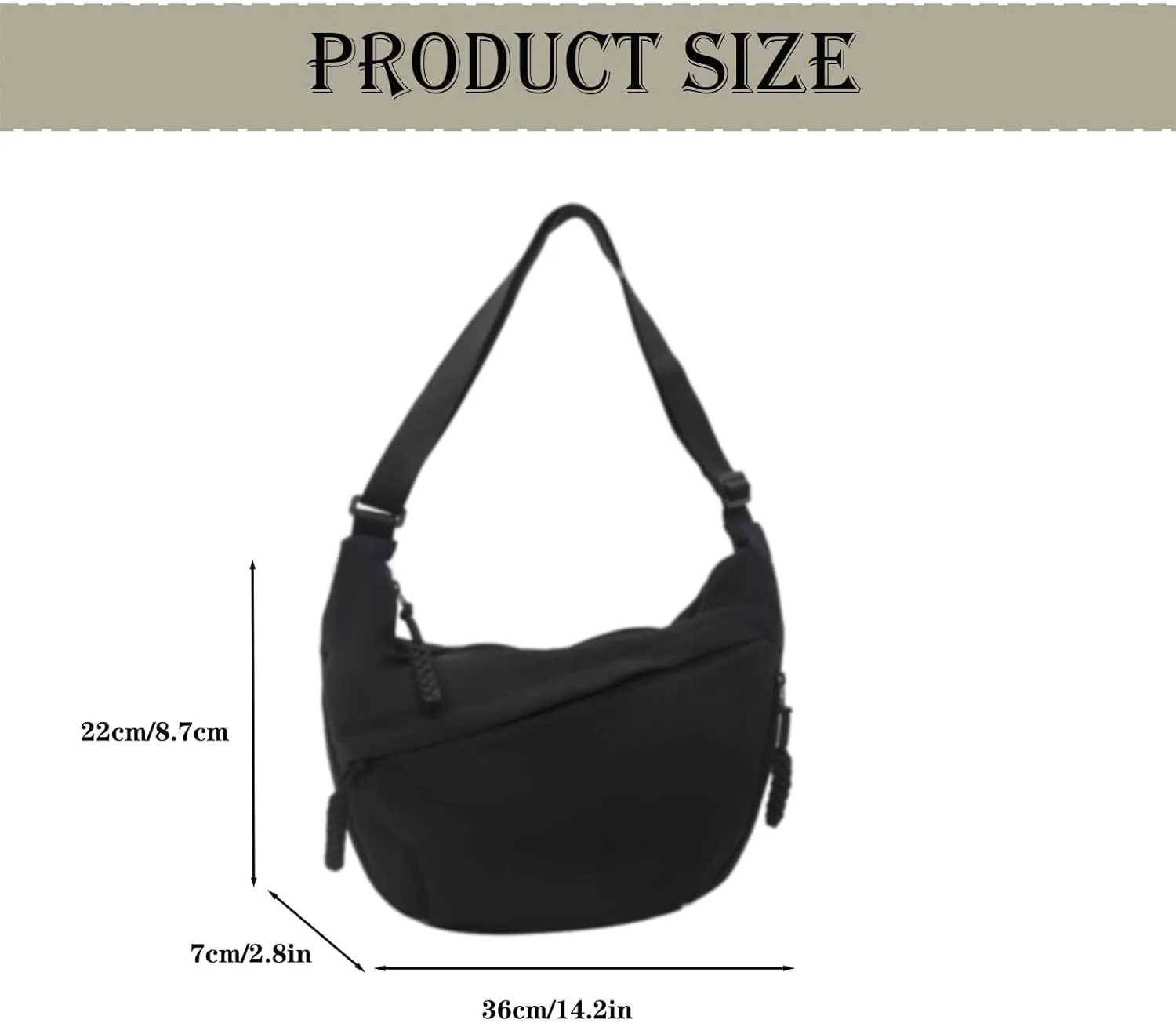 Crescent Crossbody Bag for Women Nylon Dumpling Bag Multi-Pocket Sling Bag Roomy Hobo Bag Moon Shoulder Bag