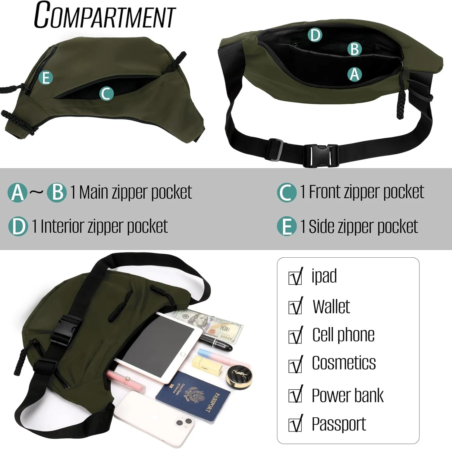 Crescent Crossbody Bags for Women and Men Nylon Luna bag Moon Hobo Purses Slouchy Dumpling Bag Canvas Shoulder Bags