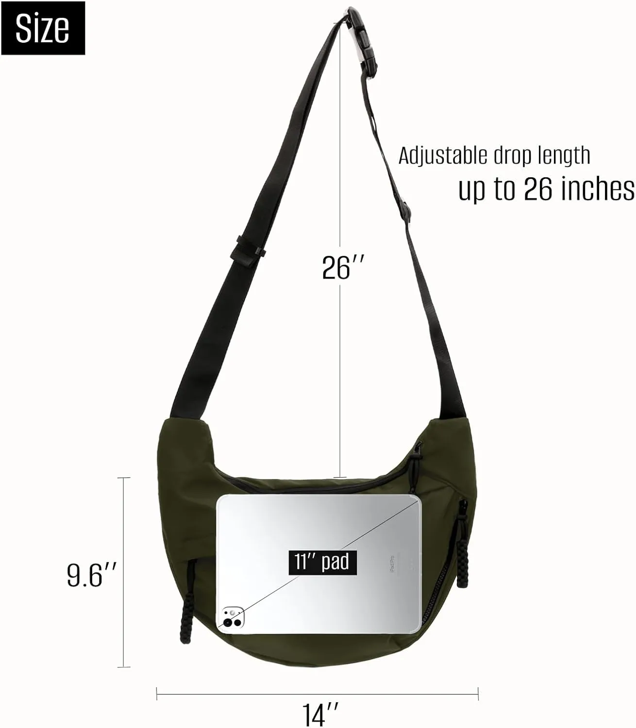 Crescent Crossbody Bags for Women and Men Nylon Luna bag Moon Hobo Purses Slouchy Dumpling Bag Canvas Shoulder Bags