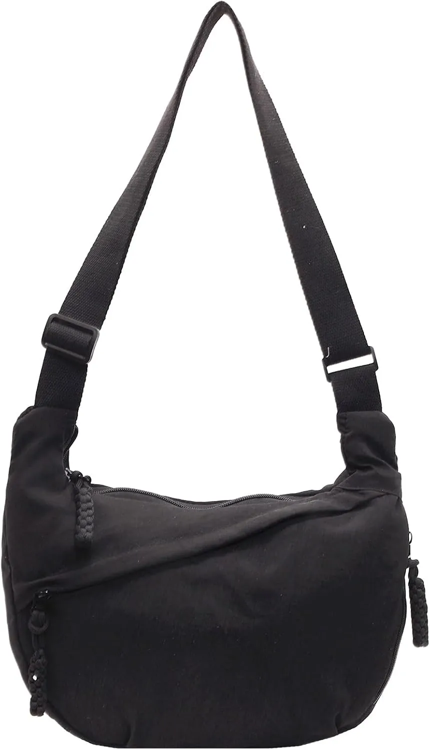 Crescent Crossbody Bags for Women Nylon Slouchy Sling Hobo Bag,Spacious Dumpling Shoulder Handbag Cross Body Purses