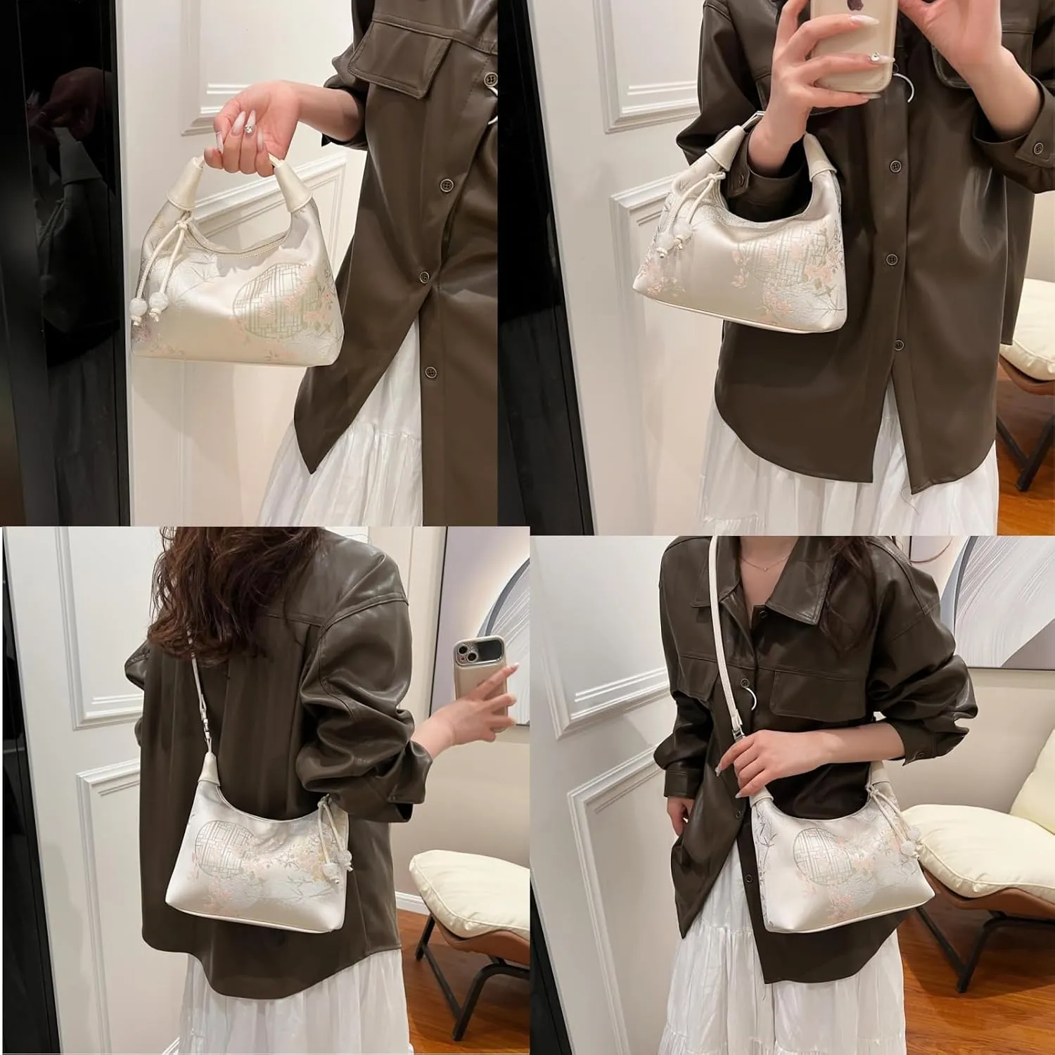 Crescent Crossbody Shoulder Bag, Tote Handbag for Women, Sling Hobo Purse with Chain Strap