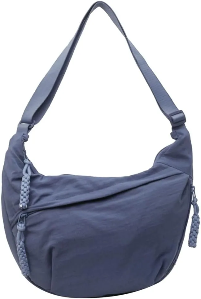 Crescent Shoulder Bag for Women Men Nylon Corduroy Hobo Bag Crossbody Bag Slouchy Sling Bag Dumpling Bag Purse Multi-Pocket