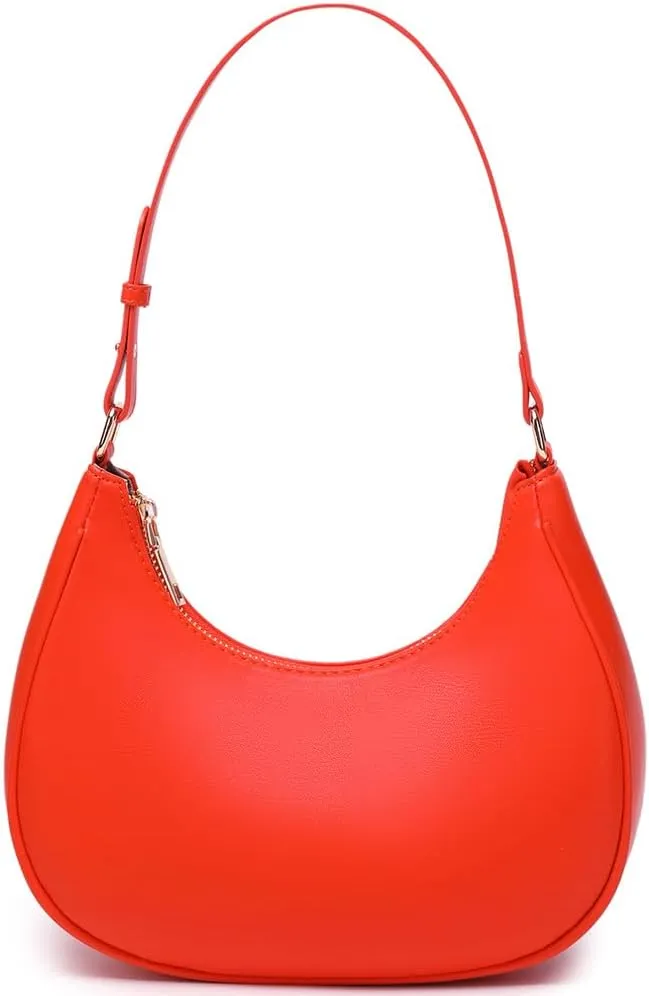 Crescent Shoulder Bags for Women Cute Hobo Tote Handbag Under the Arm Purses Mini Clutch Purse with Zipper Closure