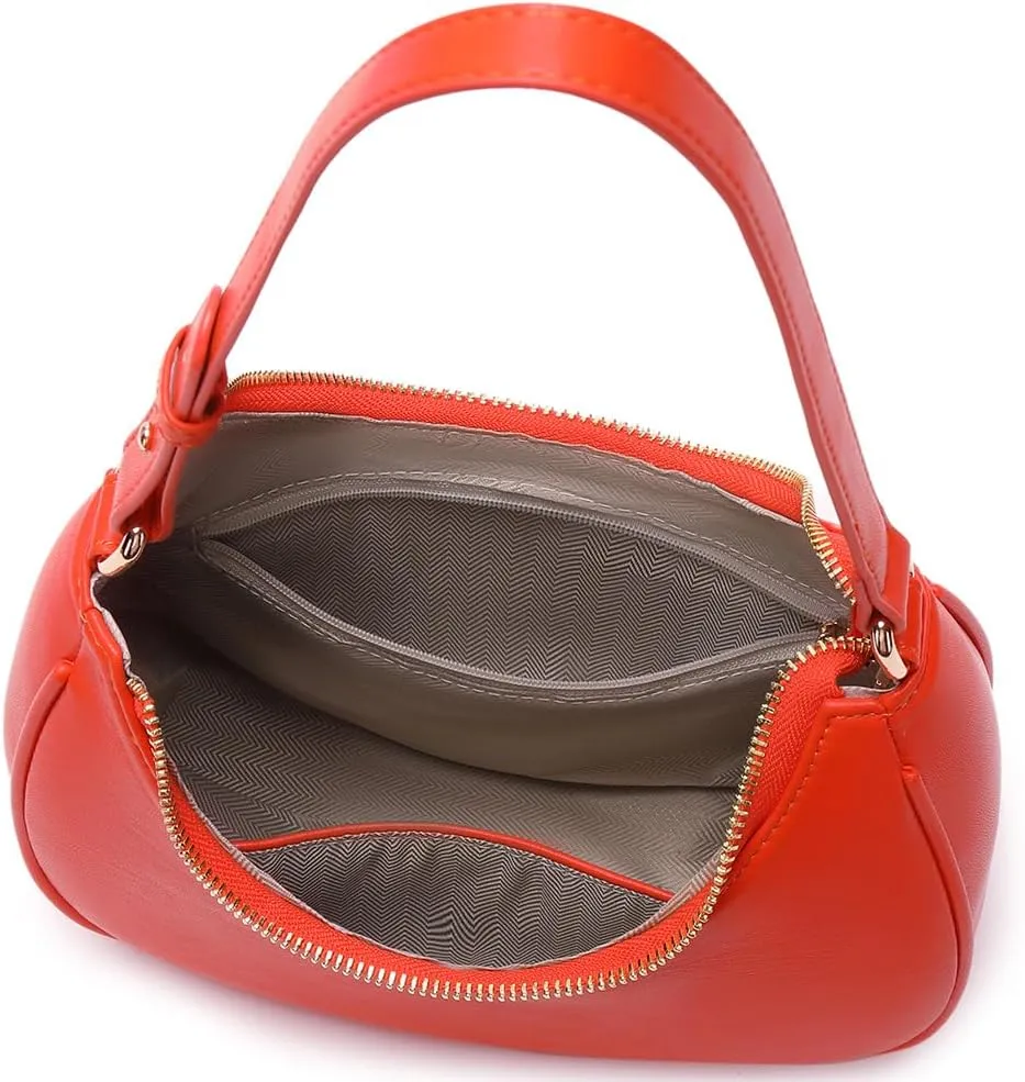 Crescent Shoulder Bags for Women Cute Hobo Tote Handbag Under the Arm Purses Mini Clutch Purse with Zipper Closure