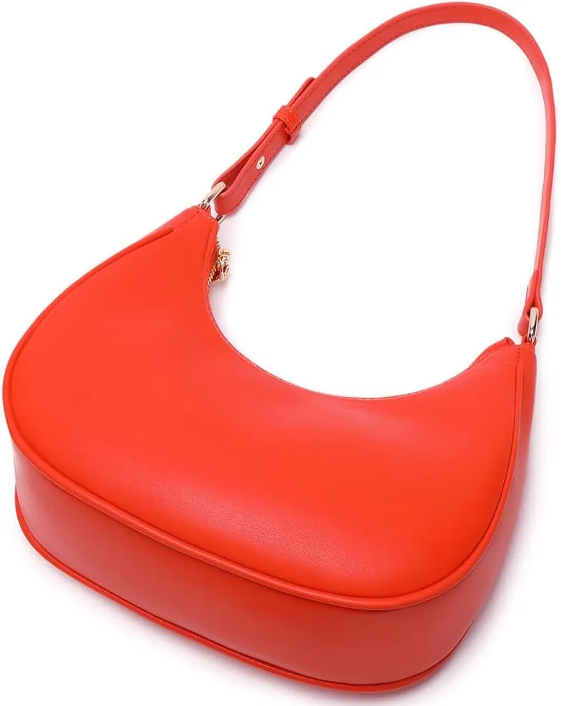 Crescent Shoulder Bags for Women Cute Hobo Tote Handbag Under the Arm Purses Mini Clutch Purse with Zipper Closure
