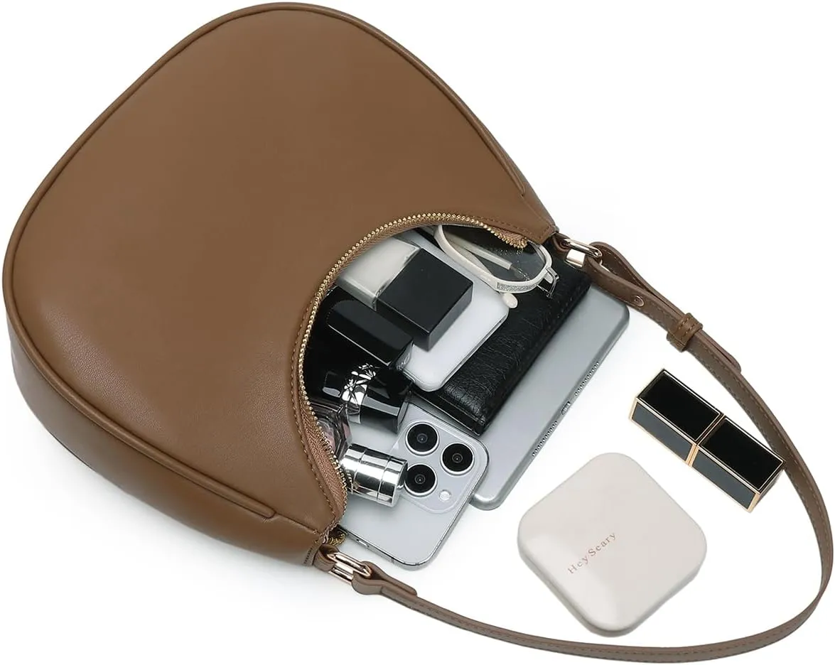 Crescent Shoulder Bags for Women Cute Hobo Tote Handbag Under the Arm Purses Mini Clutch Purse with Zipper Closure