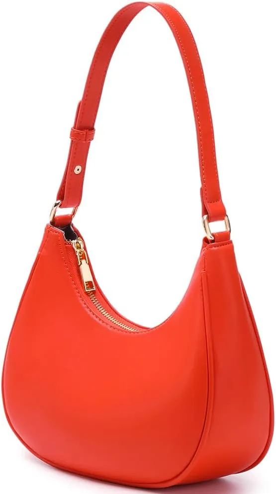 Crescent Shoulder Bags for Women Cute Hobo Tote Handbag Under the Arm Purses Mini Clutch Purse with Zipper Closure