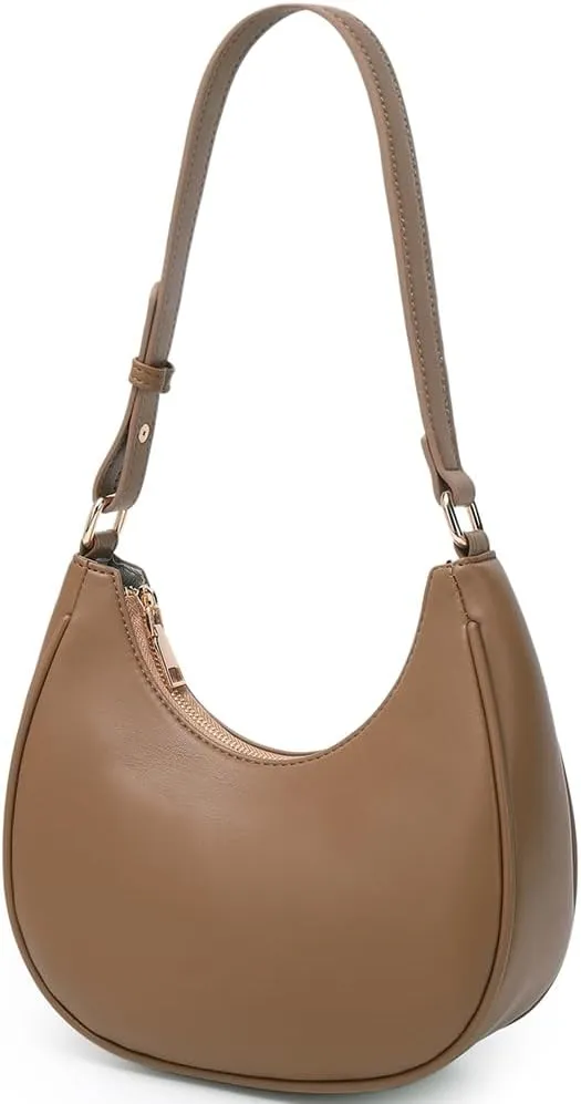 Crescent Shoulder Bags for Women Cute Hobo Tote Handbag Under the Arm Purses Mini Clutch Purse with Zipper Closure