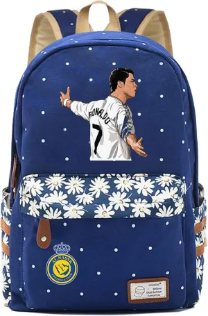Cristiano Ronaldo Graphic Backpack-CR7 Wear Resistant Bookbag-Lightweight Casual Travel Daypack for Unisex