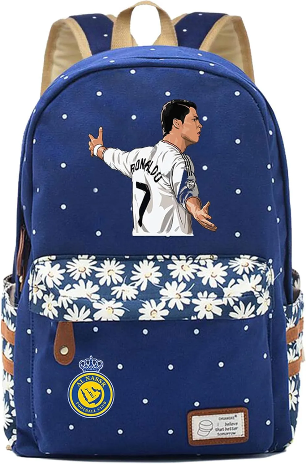 Cristiano Ronaldo Graphic Backpack-CR7 Wear Resistant Bookbag-Lightweight Casual Travel Daypack for Unisex