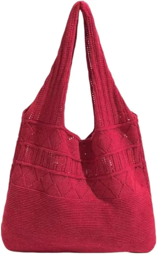 Crochet Bag for Women Mesh Beach Tote Bag Beach Aesthetic Knitted Bag Stylish Shoulder Bag