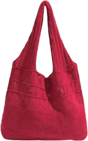 Crochet Bag for Women Mesh Beach Tote Bag Beach Aesthetic Knitted Bag Stylish Shoulder Bag