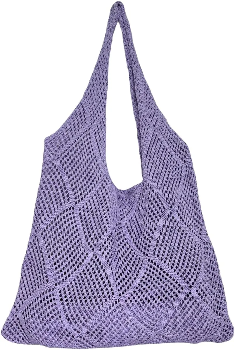 Crochet Mesh Beach Tote Bag Shoulder Bag Handbags Knitting Hollow Summer Bag Hobo Bag Aesthetic
