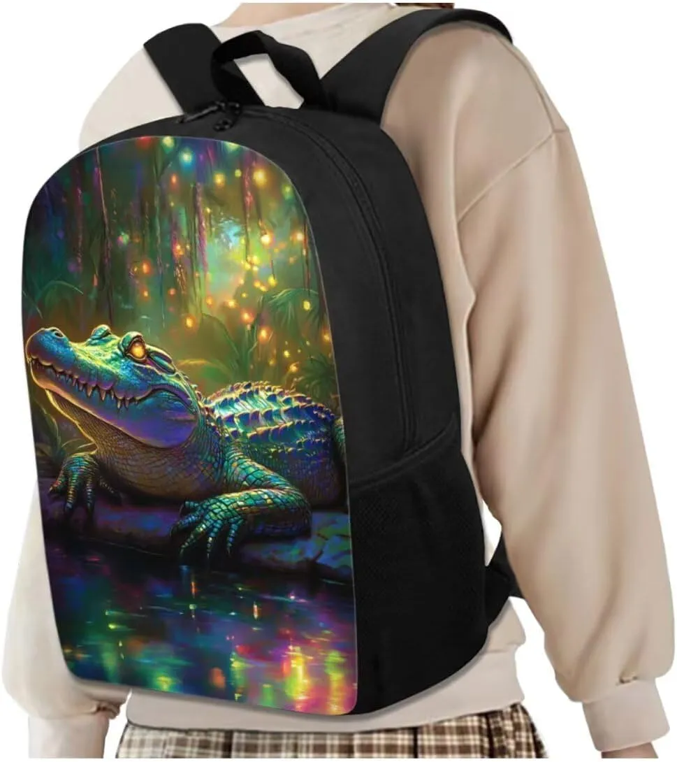 Crocodile School Backpack for Boys Kids Bookbags 4-in-1 Elementary School Bags for Boys Backpacks Ages 10-12 with Lunch Box Pencil Case Bottle Sleeve Lightweight Daypack for Hiking