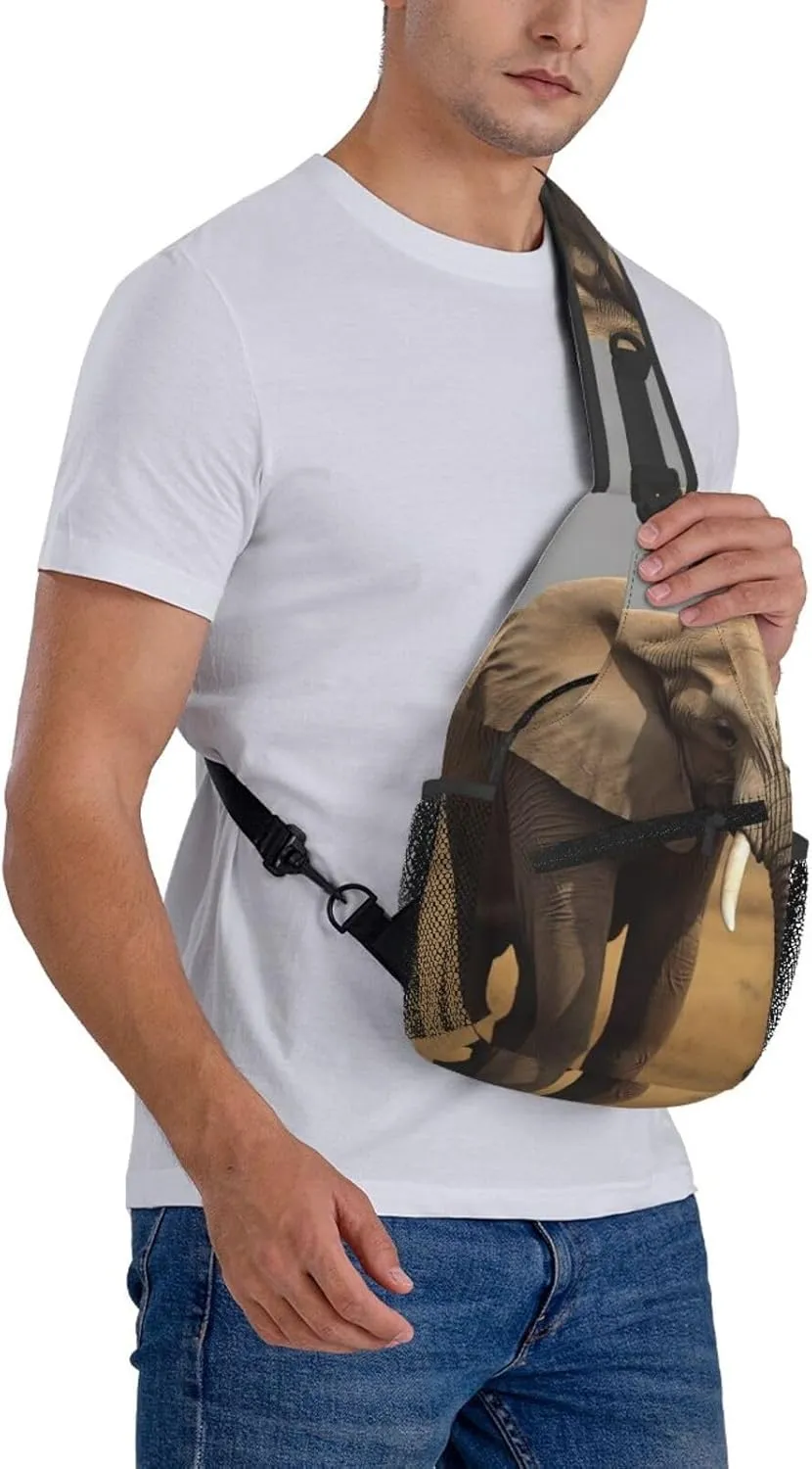 Cross Chest Bag Sling Backpack African Animal Elephant Sling Bag Crossbody Shoulder Bag Travel Hiking Daypack