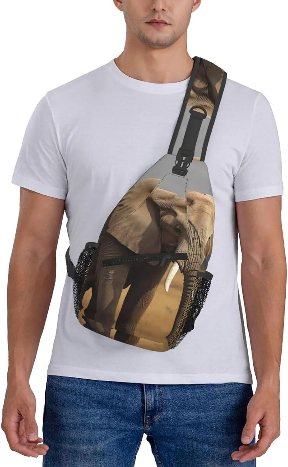 Cross Chest Bag Sling Backpack African Animal Elephant Sling Bag Crossbody Shoulder Bag Travel Hiking Daypack