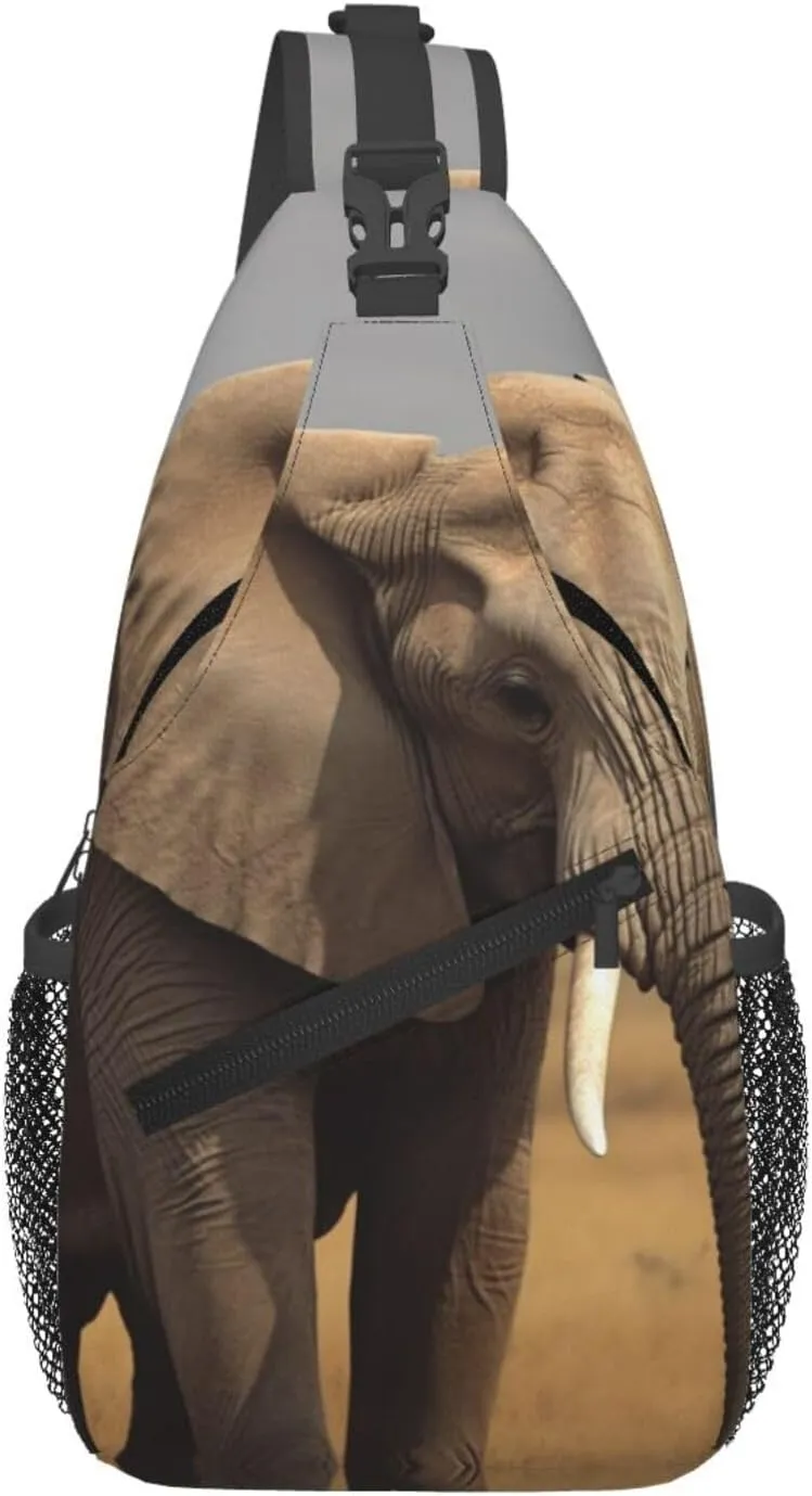 Cross Chest Bag Sling Backpack African Animal Elephant Sling Bag Crossbody Shoulder Bag Travel Hiking Daypack