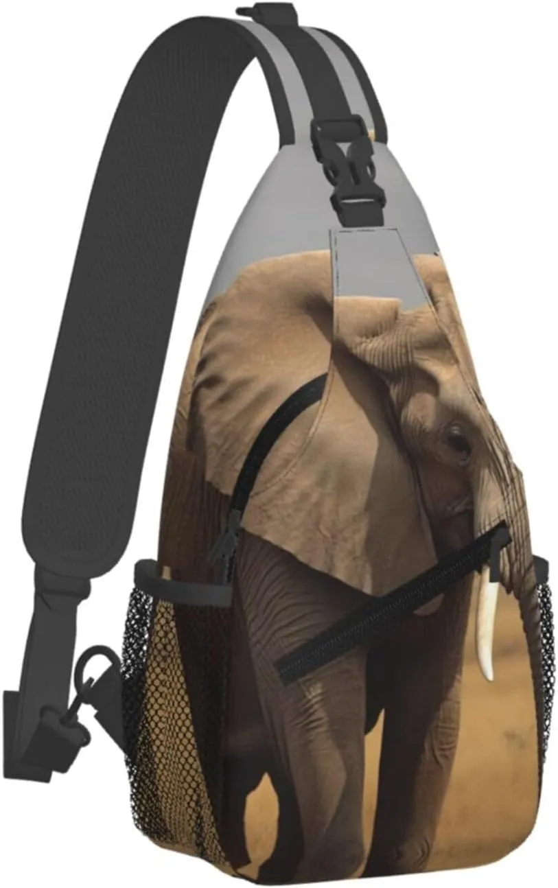 Cross Chest Bag Sling Backpack African Animal Elephant Sling Bag Crossbody Shoulder Bag Travel Hiking Daypack