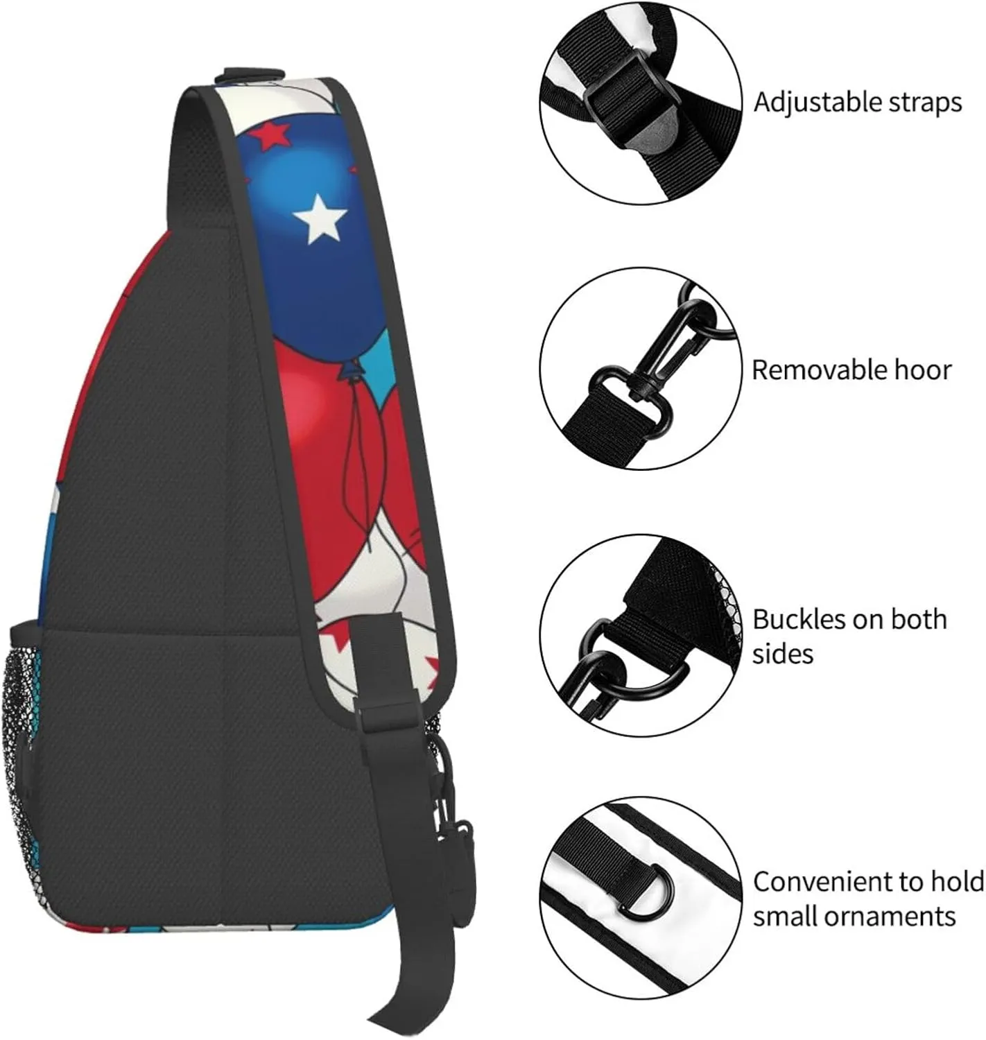 Cross Chest Bag Sling Backpack Balloon Pattern Sling Bag Crossbody Shoulder Bag Travel Hiking Daypack