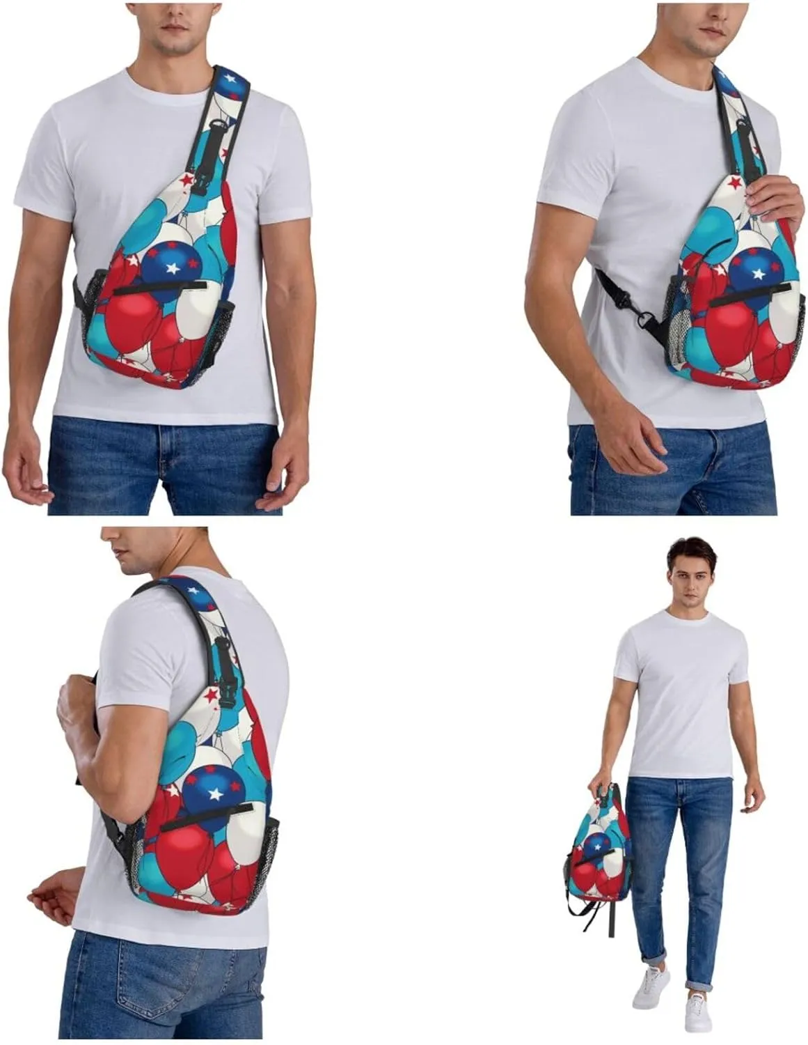 Cross Chest Bag Sling Backpack Balloon Pattern Sling Bag Crossbody Shoulder Bag Travel Hiking Daypack