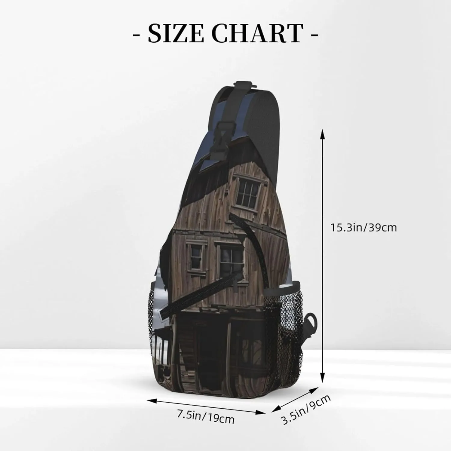 Cross Chest Bag Sling Backpack Old Building Up by a Wooden Post Sling Bag Crossbody Shoulder Bag Travel Hiking Daypack