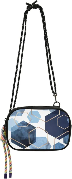 Crossbody Bag Blue Watercolor Polygon Cell Phone Purse Wallet with Credit Card Slots Multicolor Handbag with Adjustable Strap Fits Phone Keys And More