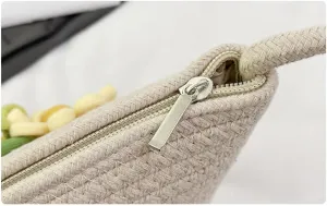 Crossbody Bag for Women Cotton Woven Bag Clutch Purse Travel Beach Handbag Shoulder Bag Hobo Purse for Holiday Beige