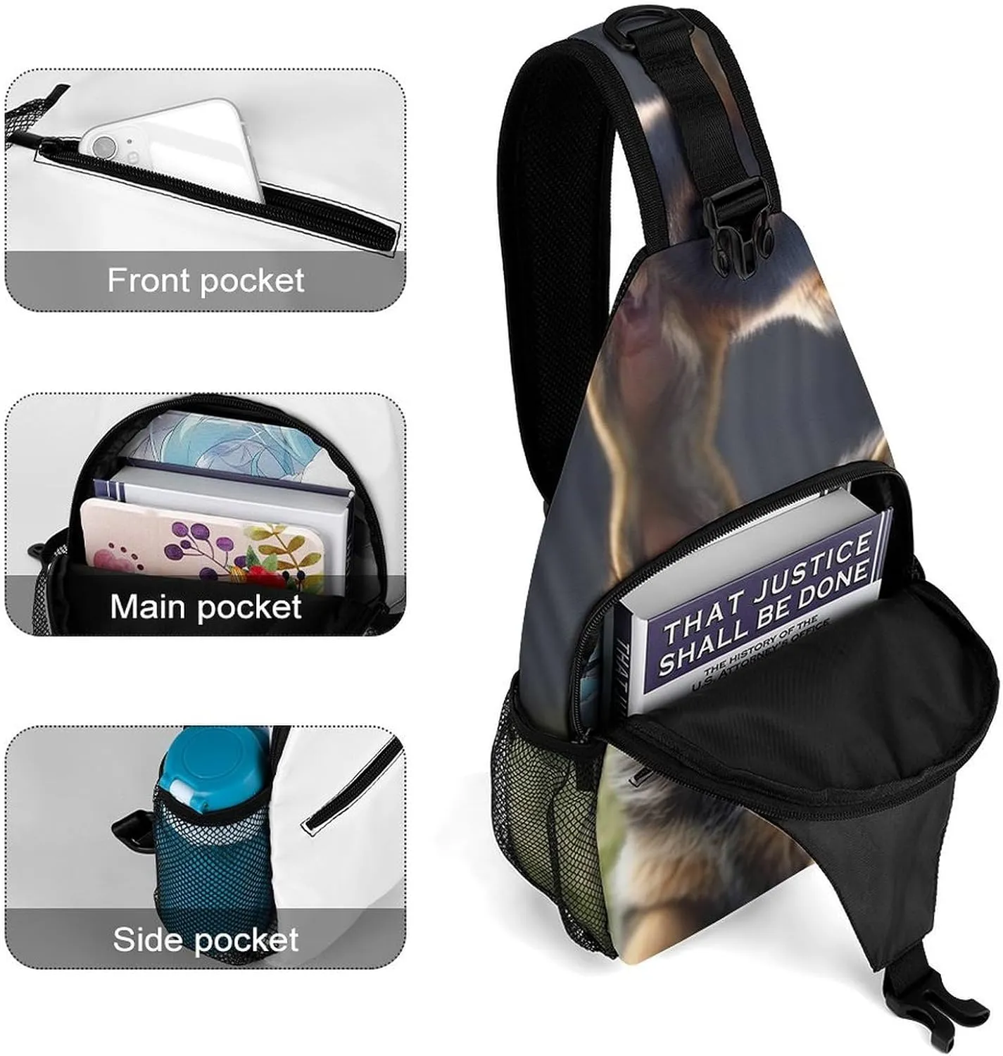Crossbody Bag for Women Men Chest Bag Harp Seal Painting Sling Bag Crossbody Shoulder Bag Sling Backpack
